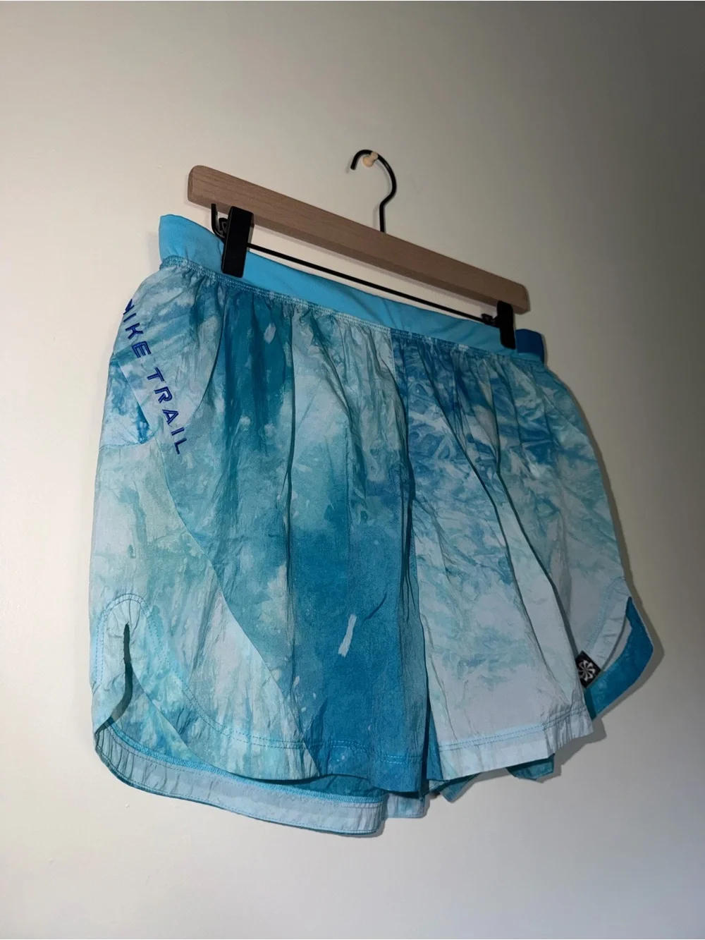 Nike Blue Turquoise Marble/Tie-Dye Print Athletic Shorts